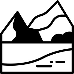 Fototapeta premium Vector Icon Lake, Waterfall, River, Landscape, Nature, Water