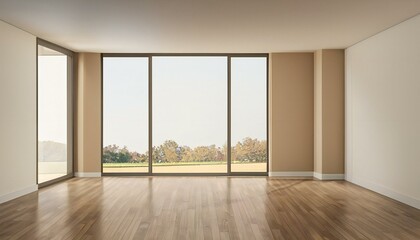 New Interior empty living room with window