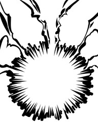 ショック、衝撃を受けるシーンで電撃に打たれる漫画背景素材（人物なし）