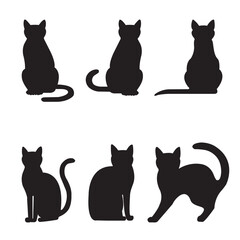 Cats different poses vector icon. Cat silhouettes symbol. Linear style sign for mobile concept and web design. House animals symbol logo illustration. vector graphics - Vector.
