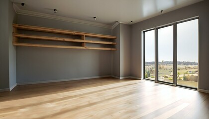 Fototapeta na wymiar New empty minimal interior room with windows