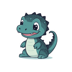 Adorable Alligator Hatchling: Simple Cartoon Vector Art, Digital Download, White Background, Black Lines