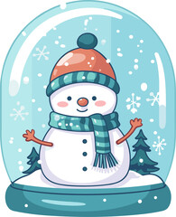 Snowman in a snow globe cartoon 