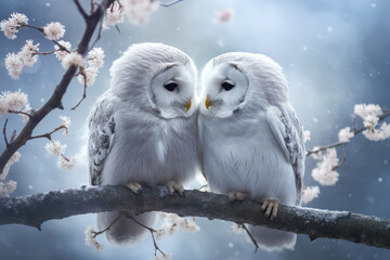 A couple of owls carrying love