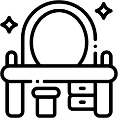 Vector Icon Dressing Table, Dressing Room, Table, Dresser, Mirror, Furniture