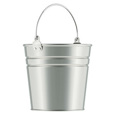 Galvanized bucket, galvanized steel pail with handle. 3D rendering isolated on transparent background © alexlmx