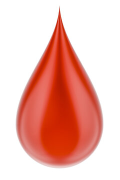 Blood Drop, 3D rendering isolated on transparent background