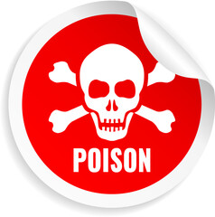 Poison vector warning label with skull