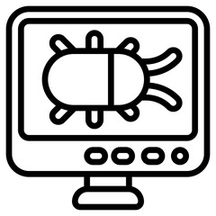 Vector Icon Malware, Bug, Error, Screen, Monitor, Error