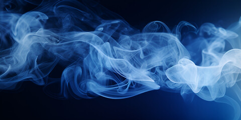 Swirling Smoke In Shades Of Deep Blue And Icy White. Smoke and Chill: Enigmatic Blue and White Swirls. Generative Ai.