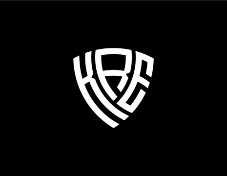 KRE creative letter shield logo design vector icon illustration