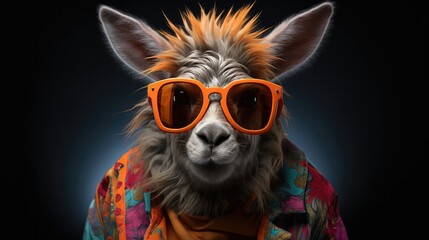 Fototapeta premium Lama wear sunglasses.