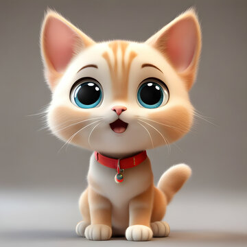 3d cute baby cat