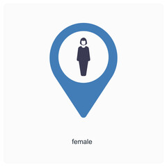 female and location icon concept