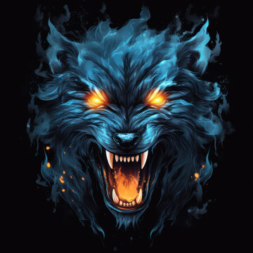Spectacular Fantasy Art, Malevolent Wolf Blue Flames