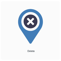 Delete and location icon concept