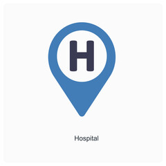 Hospital and location icon concept