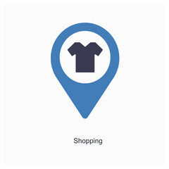 Shopping location and location icon concept