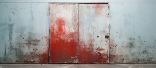 Expired flaky paint on a steel door and floor