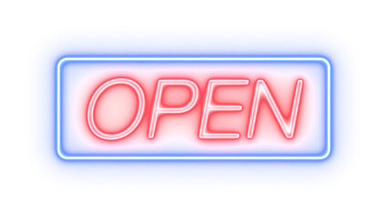 ネオン　バー　OPEN　文字　ブルー　透過
