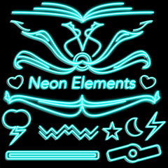 Neon elements banner decorative