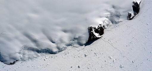 frozen avalanche,  photographs of the frozen regions of the earth from the air, abstract naturalism.