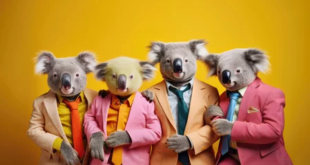 Rolgordijnen Koala band in colorful suits in studio © Robert Kneschke