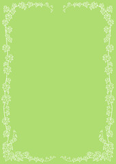 ペン画白抜きツタの葉フレームペイルグリーン