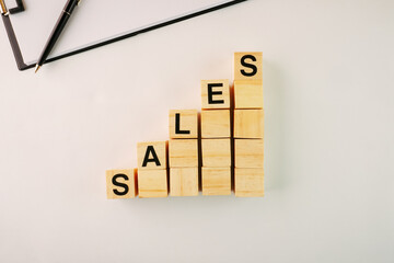 Sales Wooden Block Words Concept Background
