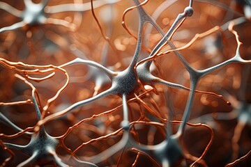 Neuron cells viewed under the microscope. Ai generative