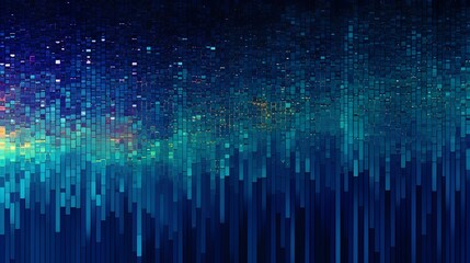 vibrant gradient background that transitions from deep blue at the top to teal at the bottom. superimpose a large stream or river, digital rain, azure, cyberpunk, big pipe, statistics and math. - obrazy, fototapety, plakaty