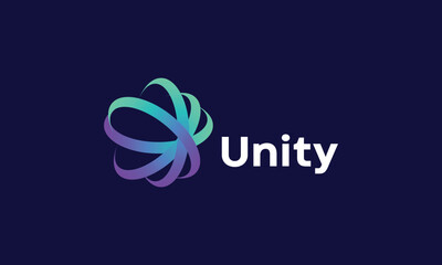 Unity circle line logo vector link infinity connection technology spiral connect corporation business future innovation technology