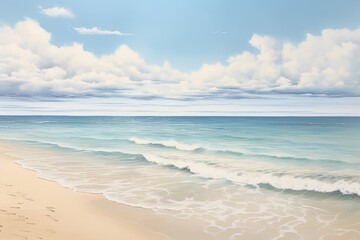 Fototapeta na wymiar A Peaceful Beach Landscape: Soft Waves and White Sand for a Tranquil Escape