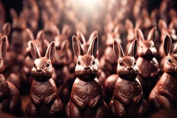 group of high detailed chocolate Easter bunnies 
