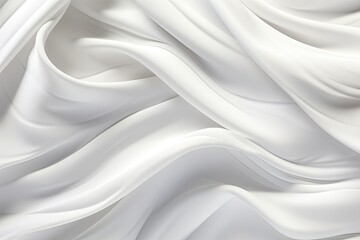 Alabaster Abyss: Abstract Waves of White Satin Cloth for Backgrounds - A Mesmerizing Visual Delight