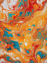 a painting of a red and yellow swirl, paper marbling, colorful swirls of paint, liquid marble fluid painting