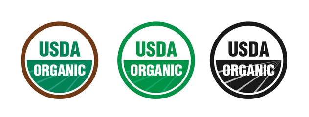USDA organic shield sign. National Organic Program USDA organic seal agricultural food products
