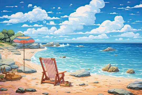 Cartoon Beach Scenes: Vibrant and Playful Digital Images of Beach Life