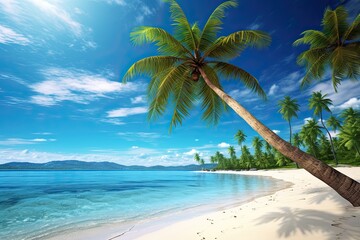 Idyllic Vacation Spot: Beach View with Palm Tree