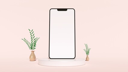 smartphone for product display empty stage display stand studio background 3d render