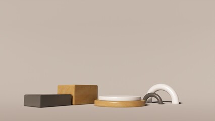 square wooden podium for product display empty stage display stand studio background 3d render