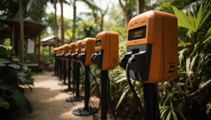 Fast Electric Vehicle Chargers. Modern Solution for Efficient Car Charging in the Park