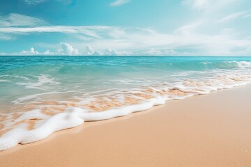 Fototapeta na wymiar Closeup Sea Sand Beach: Inspire Tropical Beach Seascape - Vibrant Coastal Bliss