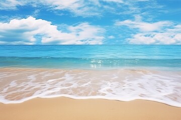 Closeup Sea Sand Beach: Inspiring Tropical Beach Seascape Horizon - A Captivating Digital Image