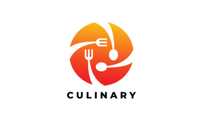 Fork button click logo vector cooking time food concept restaurant canteen chef cooking branding fast food