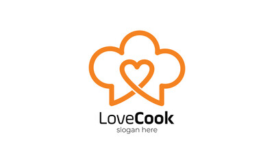 Chef hat love cook logo vector professional symbol cooking food uniform kitchen menu bistro restaurant cafe job