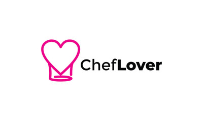Chef hat love cook logo vector pink color professional symbol cooking food uniform kitchen menu bistro restaurant cafe job