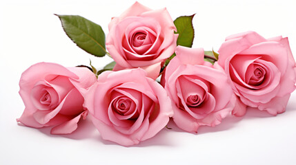 Beautiful composition of five pink roses
