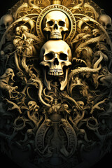 Whispers from Beyond: An Abstract Poster Illustration Embodying the Sinister Forms of a Demon, Skull, or Ghost - Generative AI