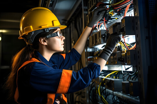 Electrician technician repairing a fault in some cables